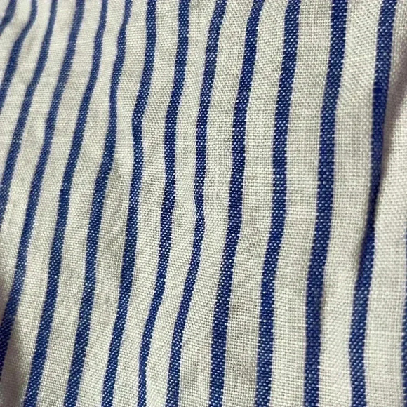 Madewell Linen Scoopneck Cropped Tank Vest Bluestone Striped Nautical Size 4 - Picture 4 of 7